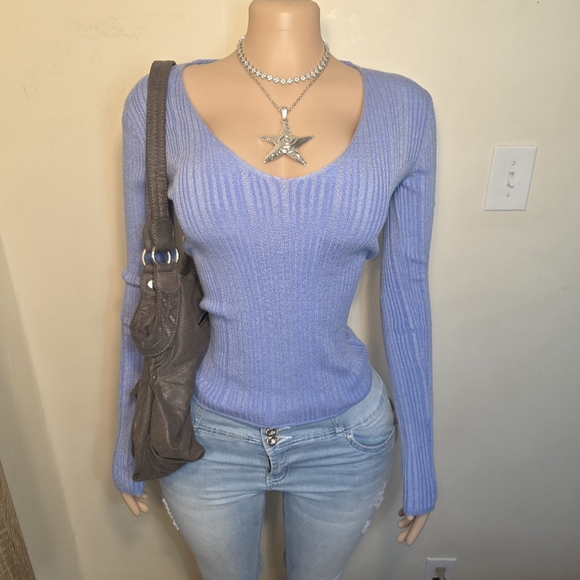 🧡Majestic Filatures Periwinkle V Neck Blouse☆